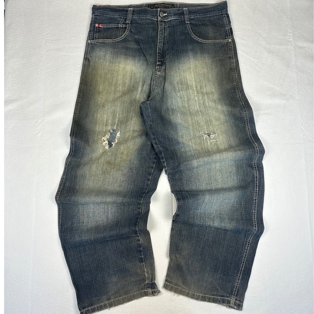 Y2K SouthPole Red Tab Baggy Mudwashed Denim Jeans